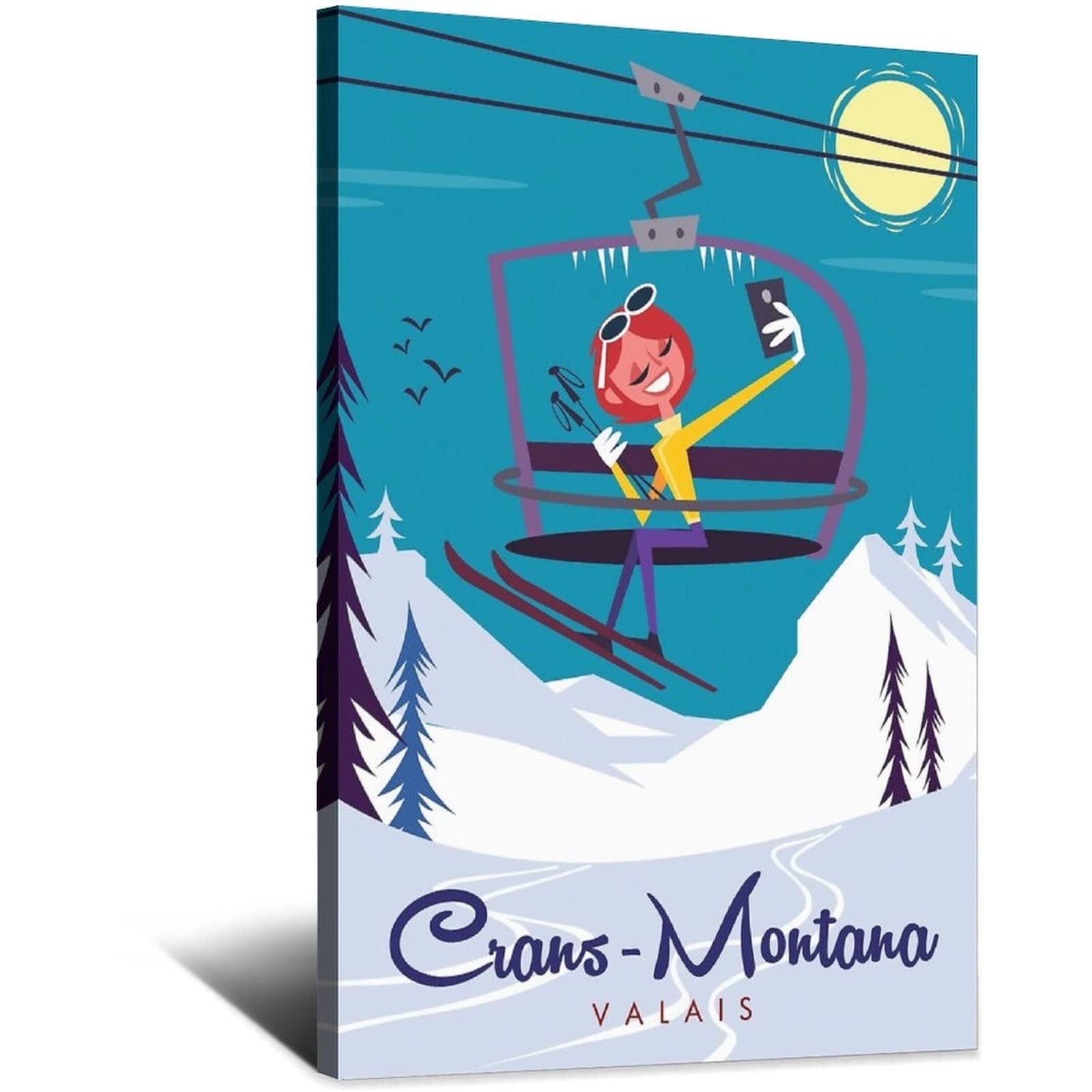 NMNM Crans-Montana Switzerland Vintage Travel Poster Canvas Art Wall Decor Poster Picture Print Painting Posters Gift 16x24inchs(40x60cm)