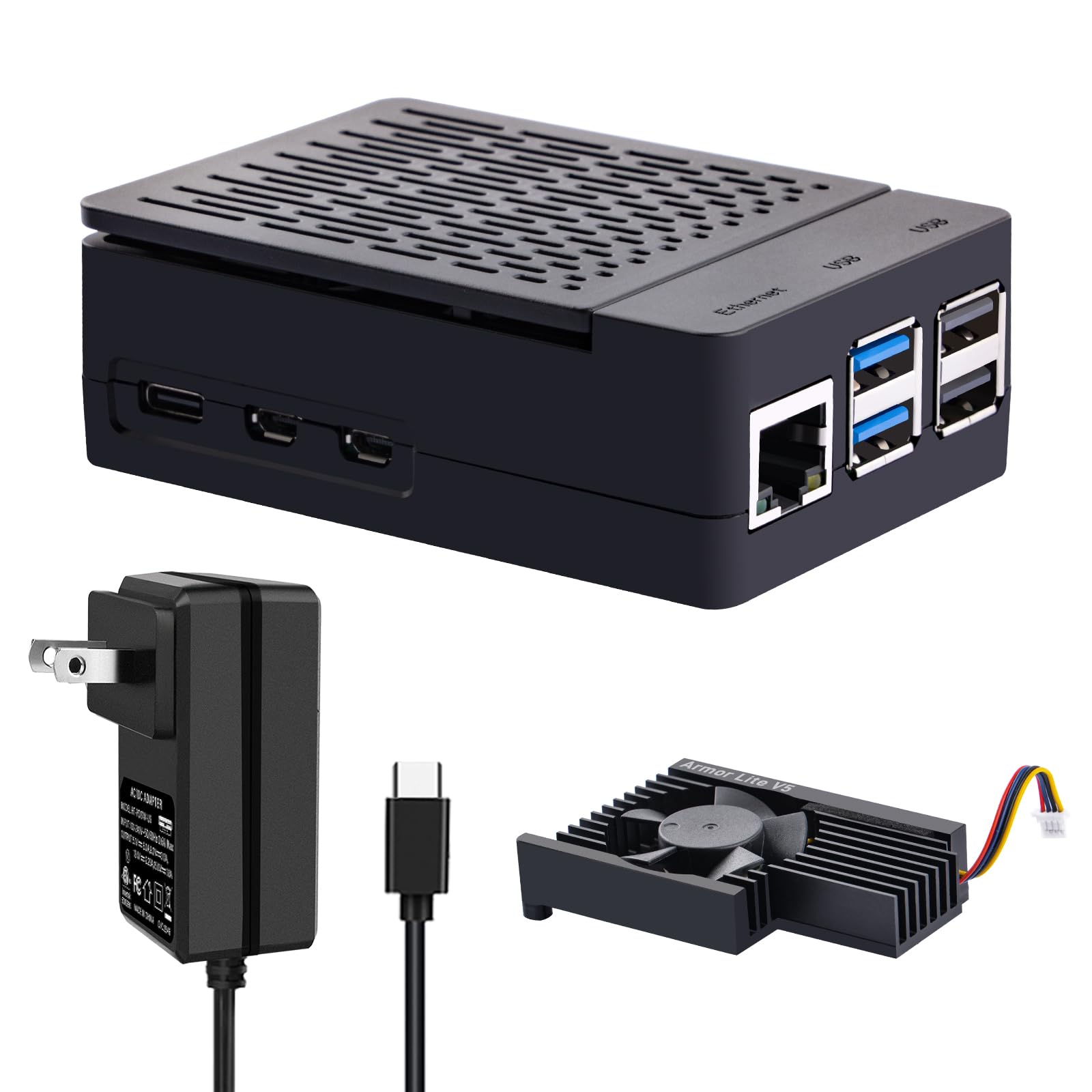 Raspberry Pi 5 4GB本体 + ケース・電源アダプター他 Amazon.com: GeeekPi Case for Raspberry Pi 5 with 27W Power Supply