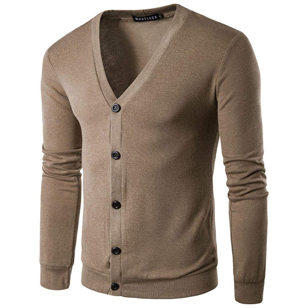 Muranba Men V Neck Button Knit Sweater Cardigan Coat