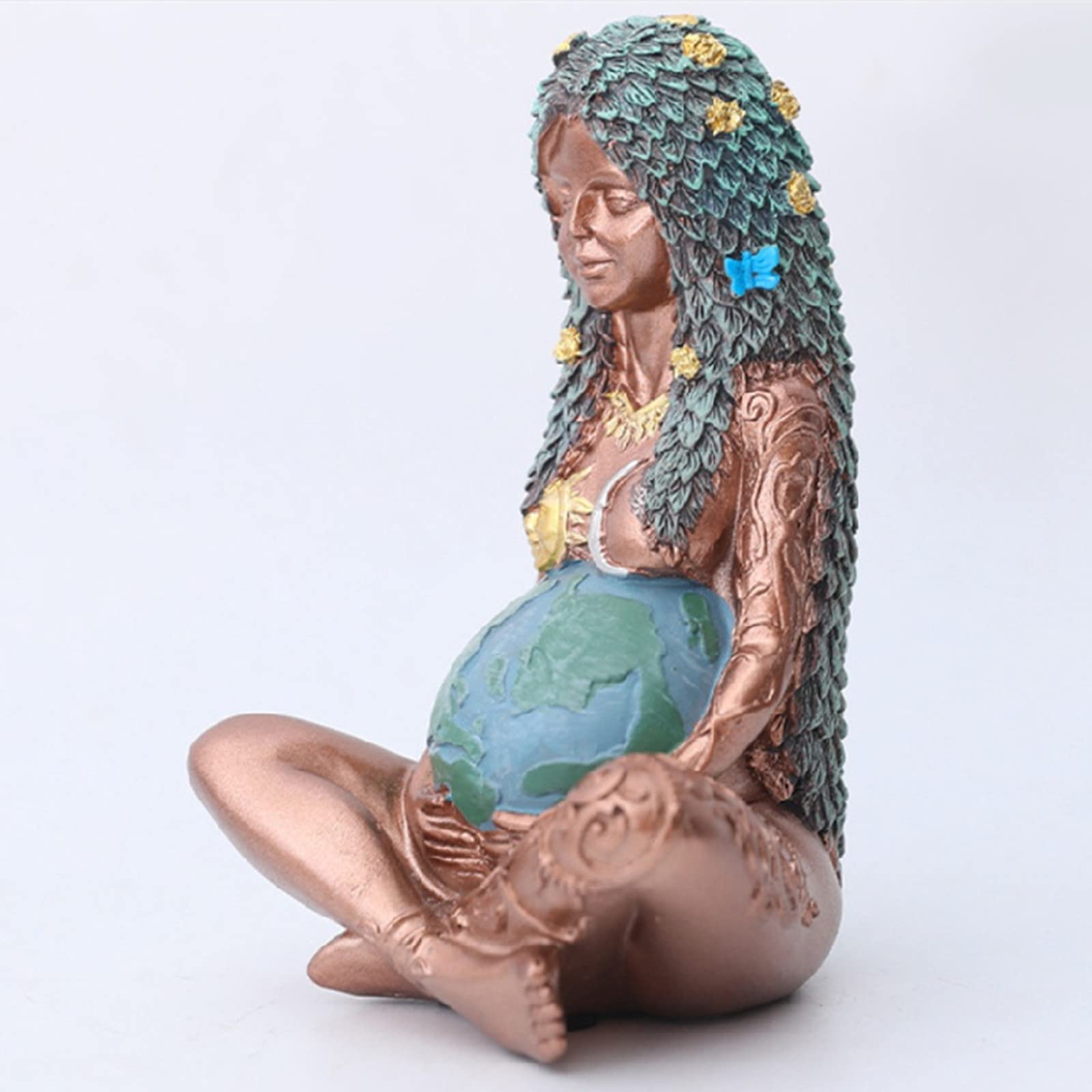 Statue Gaia Mère Terre En Résine – Déesse De La Terre Mère Élégante Et Symbolique, Décoration Maison, Bureau Ou Jardin 15 Cm