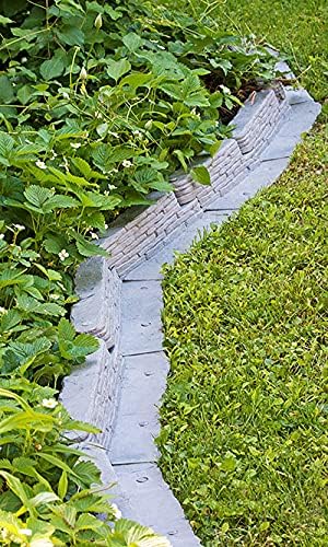 Emsco Bedrocks Stacked Faux Slate Edging Pieces, Gray, 123" L Each, Pack of 4 – Plastic Garden Landscape Edging with Stakes, 40 Ft. Coverage – Durable Resin Faux Stone Border for Flower Beds & Lawns