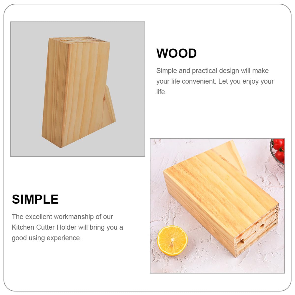 Housoutil Support pour Couteaux Cuisine en Bois Naturel Porte-Couteaux Multifente Stable Rangement Sécurisé pour Couteaux et Ustensiles Cuisine Accessoire Pratique pour Plan de Travail