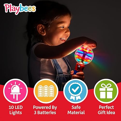 Miniatura 4 de Playbees Varita de juguete giratoria iluminada, bola mágica con luces LED intermitentes, juguete sensorial para niños, luces giratorias ideales para