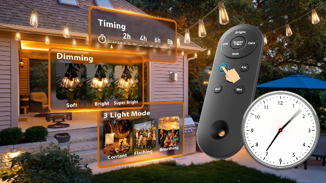 addlon 54FT(48+6) Solar String Lights Outdoor Waterproof  54ft Solar String Lights Outdoor Waterproof Patio Garden with Remote USB Charge main image 1