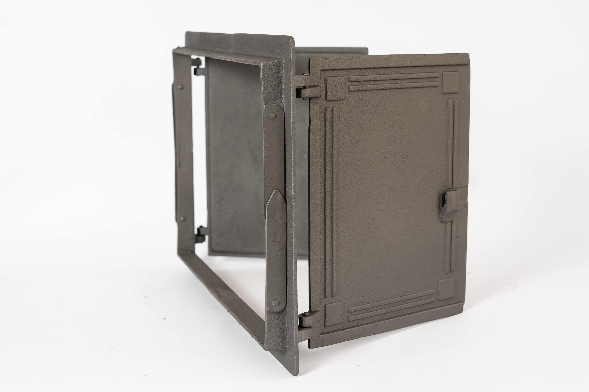 Sezam, Puerta de horno de hierro fundido, puerta doble para horno de pizza de 48 x 32,5 cm, con termómetro de 500 C, horno de pan, cocina de jardín y cámara de ahumado, color grafito