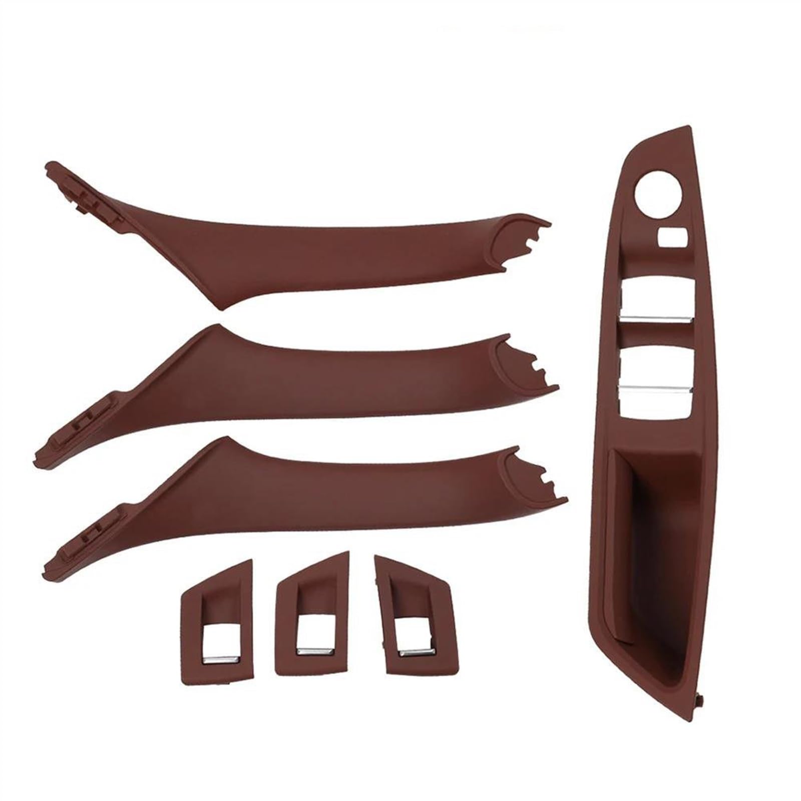 HLWXMDZ Car Interior Door Window Switch Cover Inner Door Handle Panel for F10 F11 F18 520 523 525 RHD 2010-2017 (RHD Redbrown 7pcs)