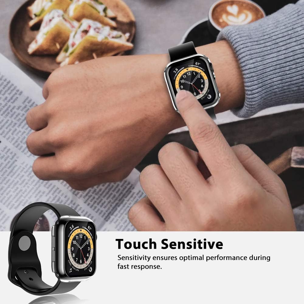 TOCOL 2 Pack Case Compatible with Apple Watch 40mm Series 6 5 4 and 40mm Apple Watch SE with Built-in Tempered Glass Screen Protector Ultra-Thin Bumper Hard PC Protective Case for iWatch 40mm - Clear