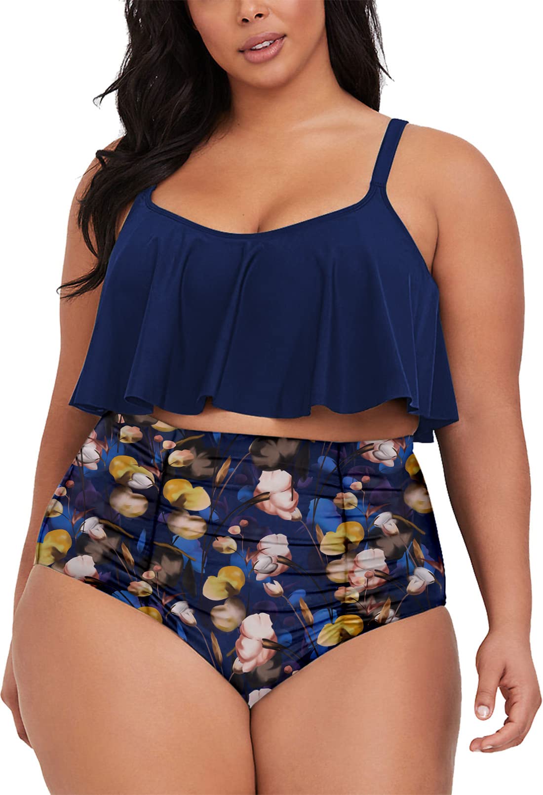 Pink Queen Conjunto de tankini para mujer talla grande 2 piezas control abdomen