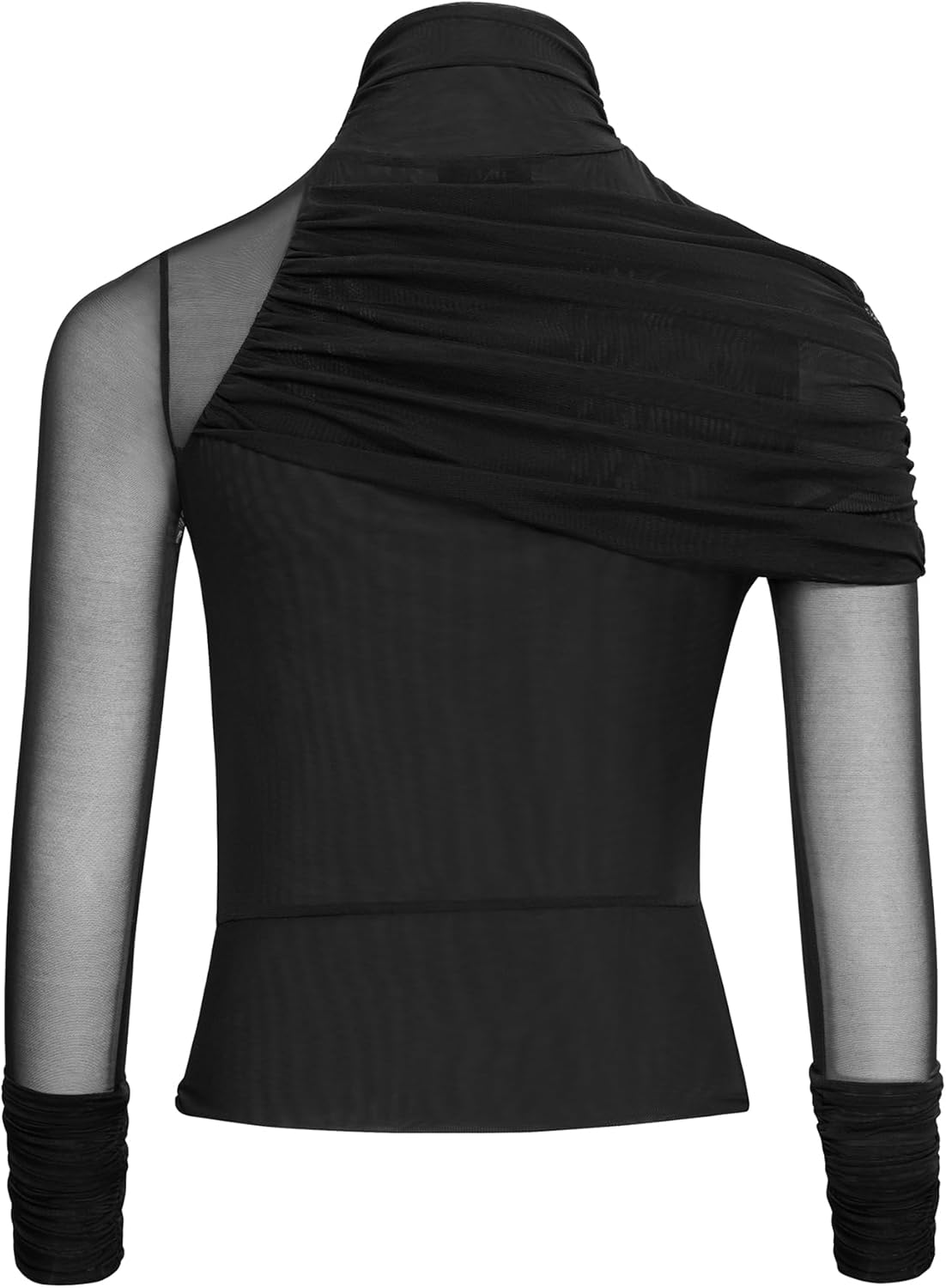 JW PEI Women's Ella Sheer Ruched Turtleneck Top - Image 4