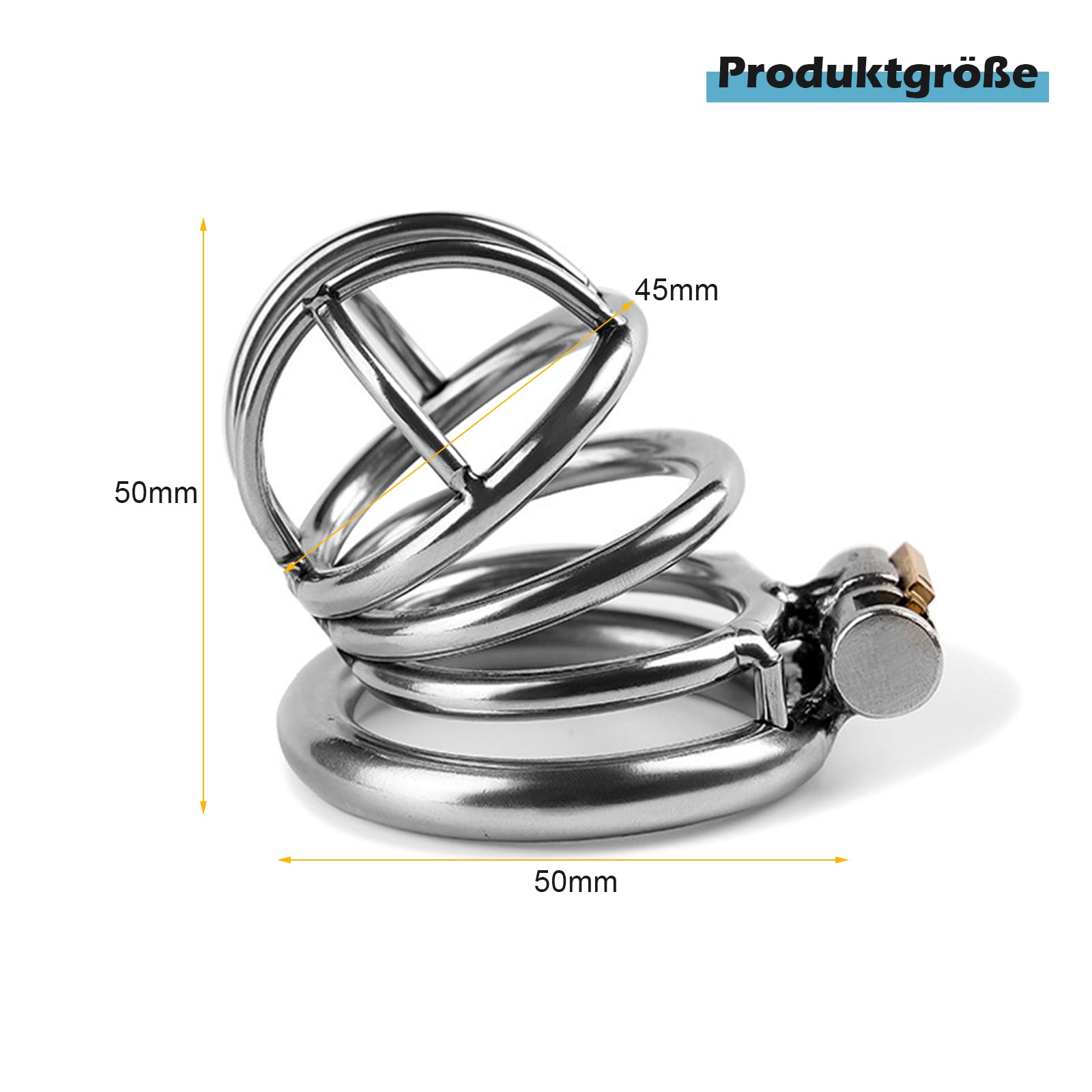 BDSMYEE Chastity Cage Pene in Acciaio Inossidabile, Gabbia di Castità Giocattoli Sessuali Pene Cock Cage, SM Bondage Sex Toys per Uomini (50mm)