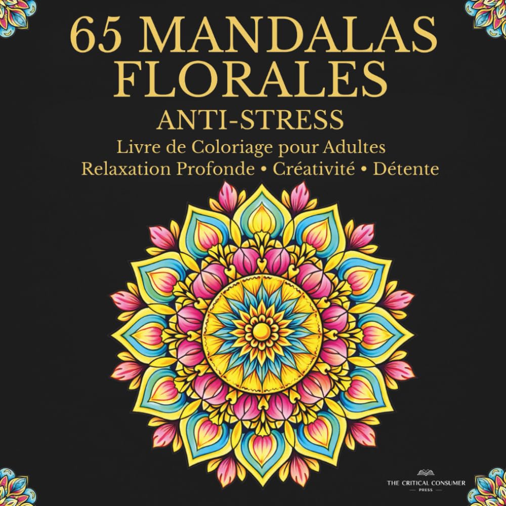 65 Mandalas Florales Anti-Stress: Coloriage Adulte pour la Relaxation Profonde, la Pleine Conscience et l’Art-Thérapie