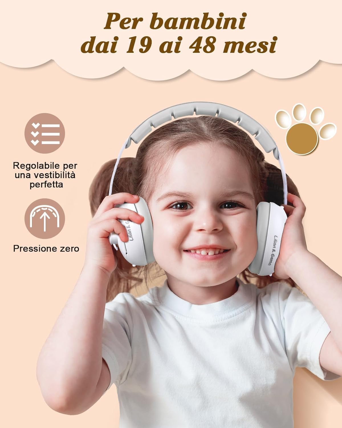 Generico 2 in 1 Cuffie Neonato Antirumore -25dB,Protettori acustici per neonati, archetto regolabile, antiscivolo e antistress, protezione acustica ideale per neonati fino a 48 mesi