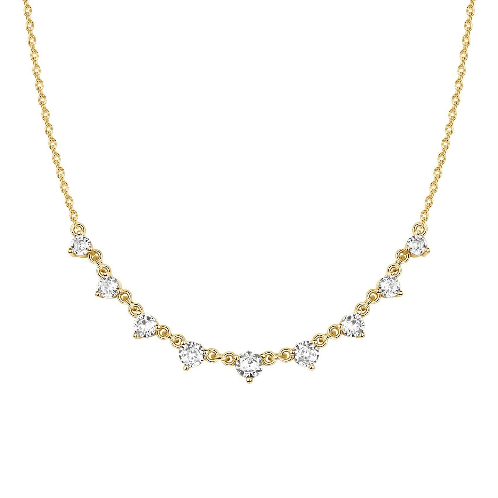 PAVOI14K Gold Plated Station Necklace | Simulated Diamond BTY Necklace | Womens CZ Chain Necklace | Layering Necklaces