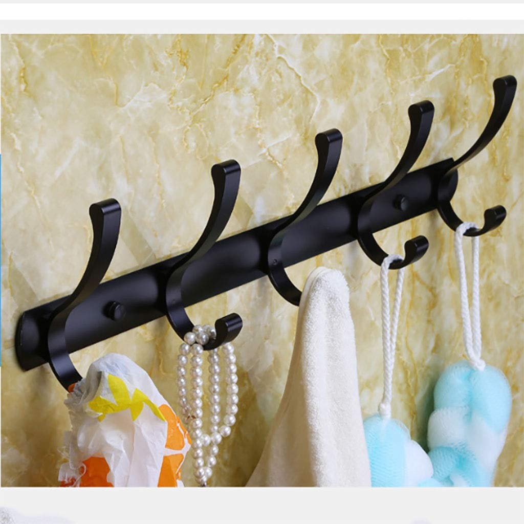 Percheros montados en la pared, ganchos de aluminio espacial, perchero decorativo for entrada, baño, dormitorio, elegante for pasillo y sala estar(Black,45cm)