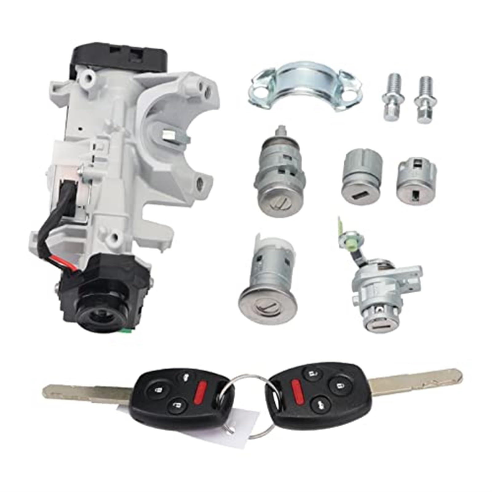 Kompletny zestaw zamków Wyłącznik zapłonu Cylinder zamka drzwi Immobilizer 8E Chip, dla Accord, 2006-2007 Cylinderek zamka wyłącznika zapłonu samochodu(BLACK Full Set-3 Button)