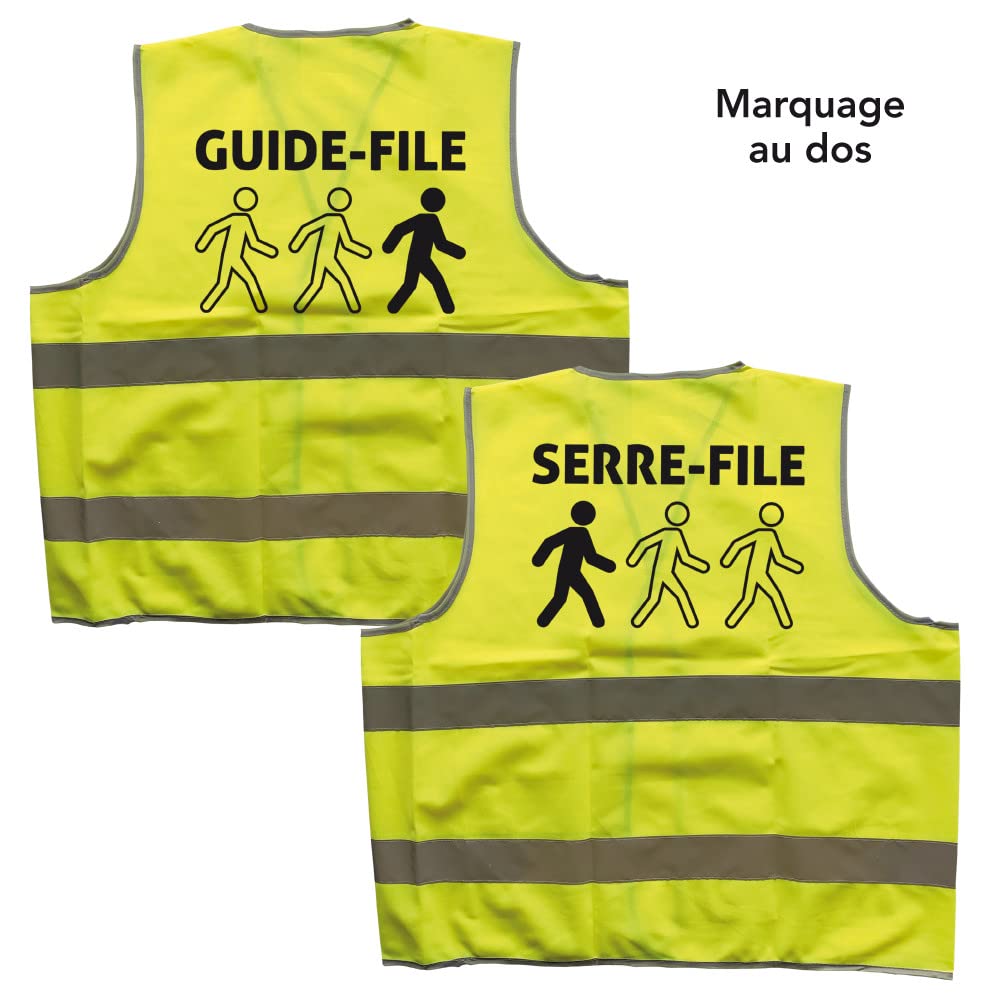 Signalétique.biz France LOT DE 1 GILET GUIDE-FILE ET 1 GILET SERRE-FILE (1xWGILET_GF + 1xWGILET_SF) -