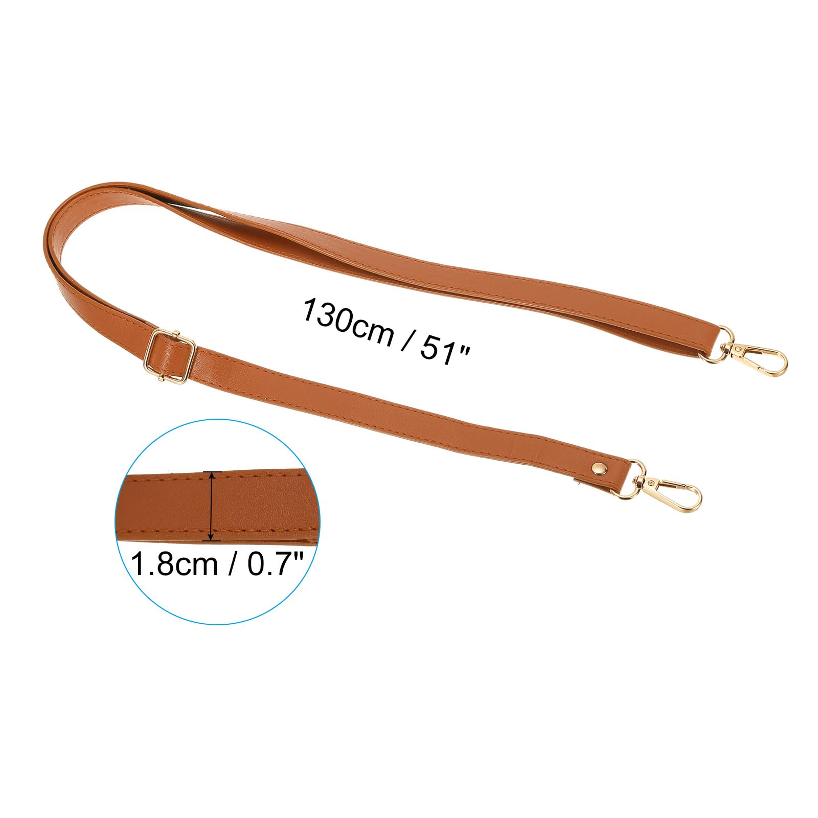 PATIKIL Leather Purse Strap Replacement 51 Inch, Adjustable Shoulder Crossbody Replacement Strap with Gold Hardware, Brown - Image 2