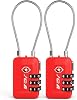 TSA Accepted Luggage Travel Lock, Set-Your-Own Combination Lock for School Gym Locker, Luggage Suitcase Baggage Locks, Filing Cabinets, Toolbox, Case Red, 2 Pack