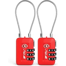 TSA Accepted Luggage Travel Lock, Set-Your-Own Combination Lock for School Gym Locker, Luggage Suitcase Baggage Locks, Filing Cabinets, Toolbox, Case Red, 2 Pack