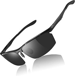 Sportbrille Herren Polarisierte Sonnenbrille Sport UV400 Fahrerbrille mit Federscharnier Al-Mg Metallrahmen CAT 3