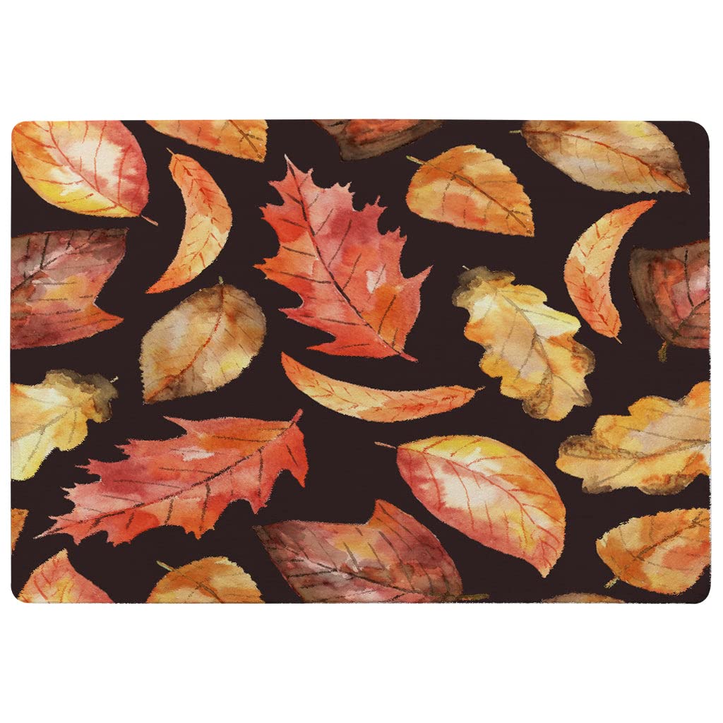 Tapis feuilles d'automne noir de taille M, une finition textile remarquable