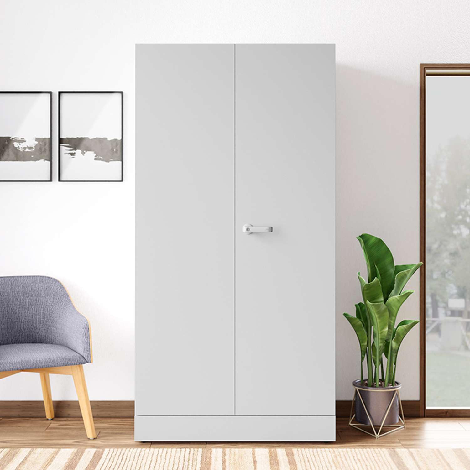 GODREJ INTERIO Almirah Auraline Men Basic 2-Door Steel Almirah, Cupboard for Clothes (Textured Bond White), 1-Year Warranty, 3 Shelves, 1 Drawer-image-29