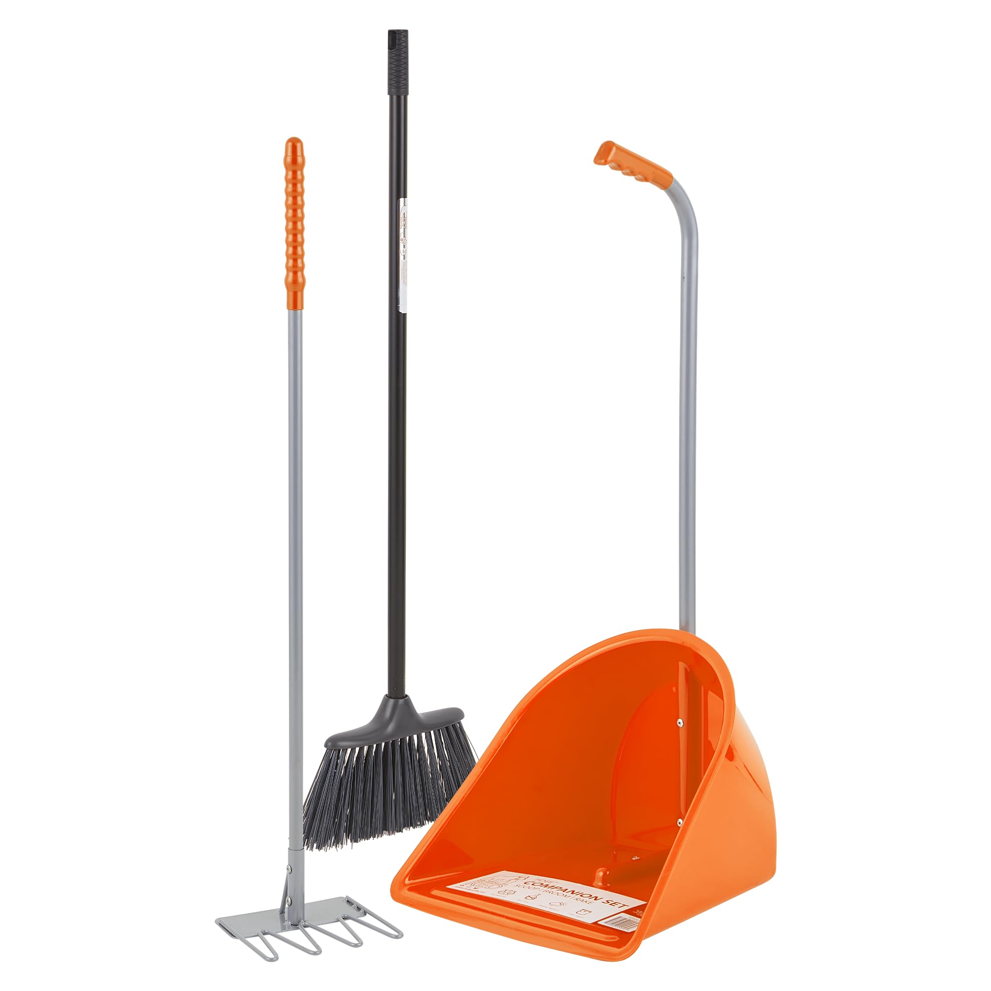 Red Gorilla Orange Tidee Companion Set Rake Mini Broom And Large Scoop Shovel For Horse Manure Multi Purpose Large Lightweight Dustpan For Paddock Stable Horsebox Garden Or Building Site Waste