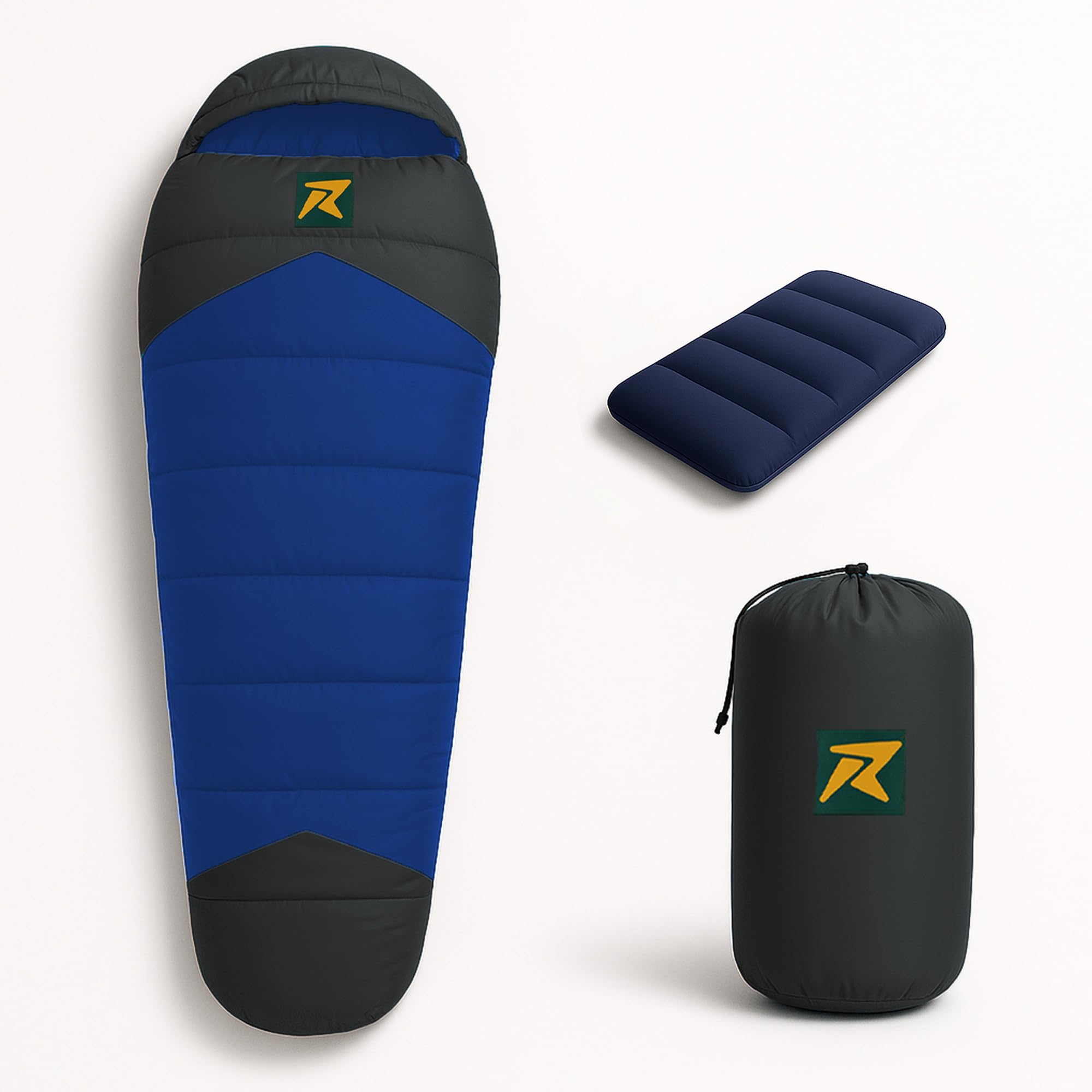 Rocksport Camplite +10°C to +20°C Mummy Shape Sleeping Bag for Camping, Hiking, Indoor & Outdoor, Warm Sleep Bag l Free Air Pillow & Adventure Pass