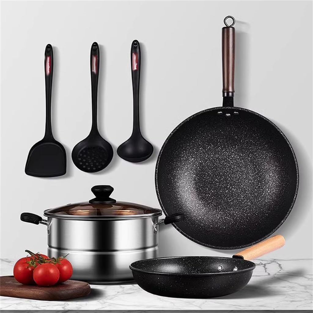 Ensemble Complet de cuisinière antiadhésive Domestique, cuisinière à Induction, Trois Ensembles de poêles à Soupe