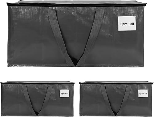 Miniatura 9 de SpralSail Bolsas de mudanza, bolsas de almacenamiento extra grandes de 93L con cremalleras y asas, bolsas impermeables para almacenamiento de ropa,