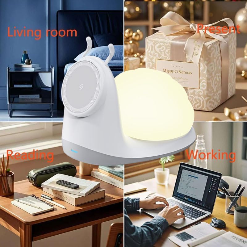 شاحن لاسلكي مغناطيسي 2 في 1 مع مصباح ليلي LED قابل...