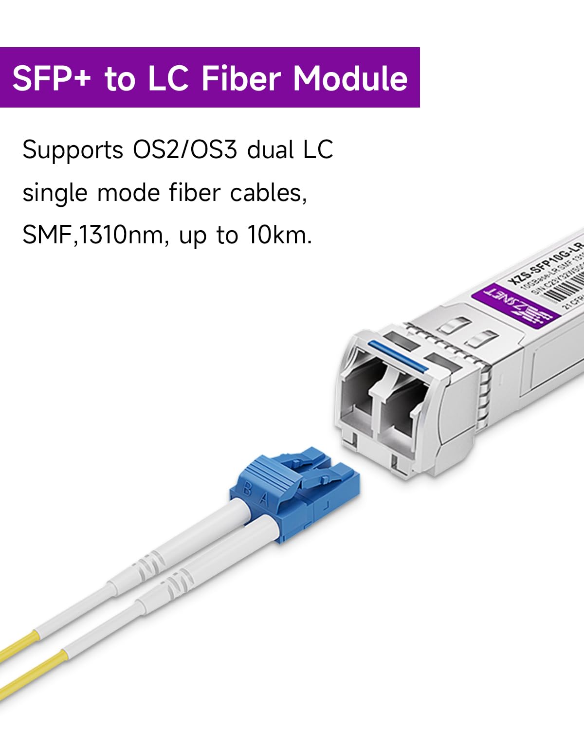 Lot de 4 émetteurs-récepteurs SFP+ 10GBASE-LR SFP+, module fibre monomode 10 G SFP+ vers LC compatible avec Cisco SFP-10G-LR, Ubiquiti UniFi UF-SM-10G, Mikrotik S+31DLC10D, Meraki, Netgear, D-Link et | Mode unique SFP+