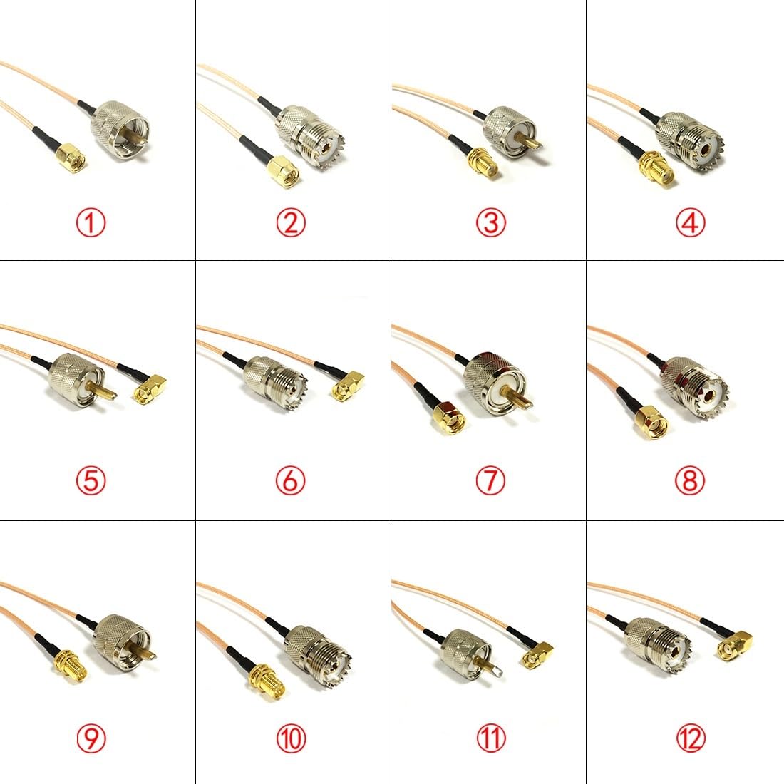 LIHUA SMA Femmina Maschio Interruttore UHF Ja-ck Plug SO239 Cavo Adattatore RG316 15cm 6inch (Tipo4,15cm)