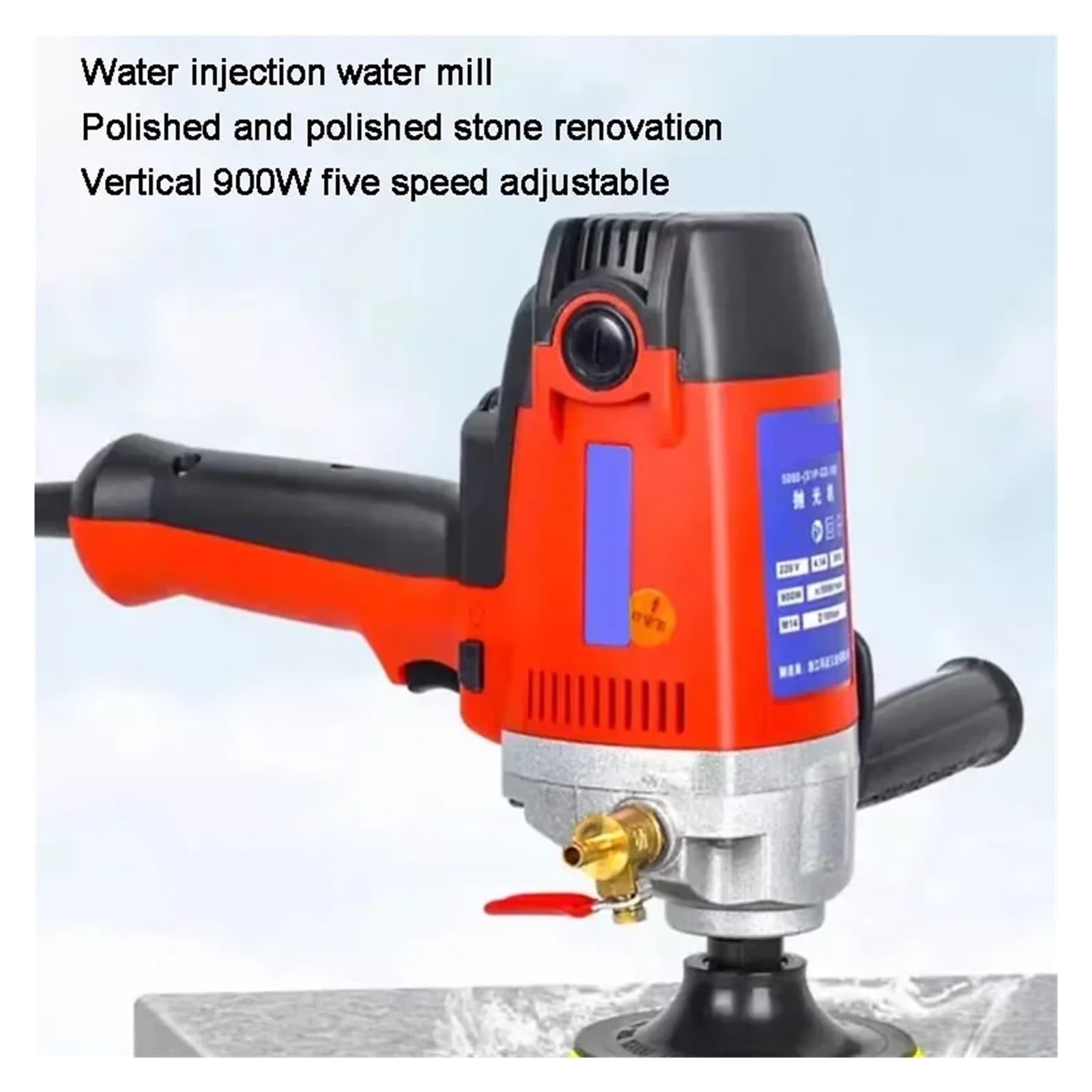 Pulidora de mármol. Lijadora de inyección agua eléctrica velocidad variable, pulidora mármol, granito, hormigón, piedra, húmeda 900 W(Package1)