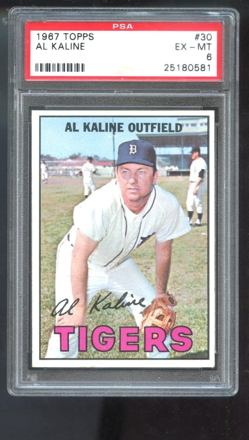 1967 Topps #30 Al Kaline Detroit Tigers PSA EX-MT 6 Graded Baseball Card