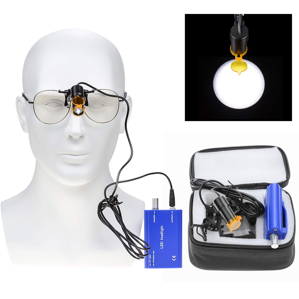 Aries Outlets 5W Adjustable Waist Hanging Clip On HeadLamp for Loupes DY-007 (Blue)