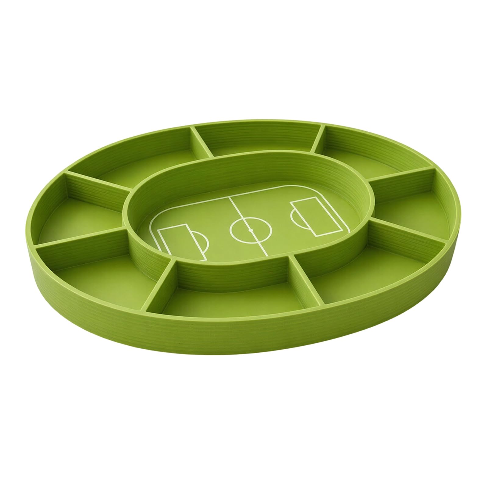 Football Field Snack Tray with Multiple Compartments, Reusable Green Party Platter for Game Day Snacks, Stadium Style Serving Dish for Nuts Crisps Dips, Football Themed Party Supply Green