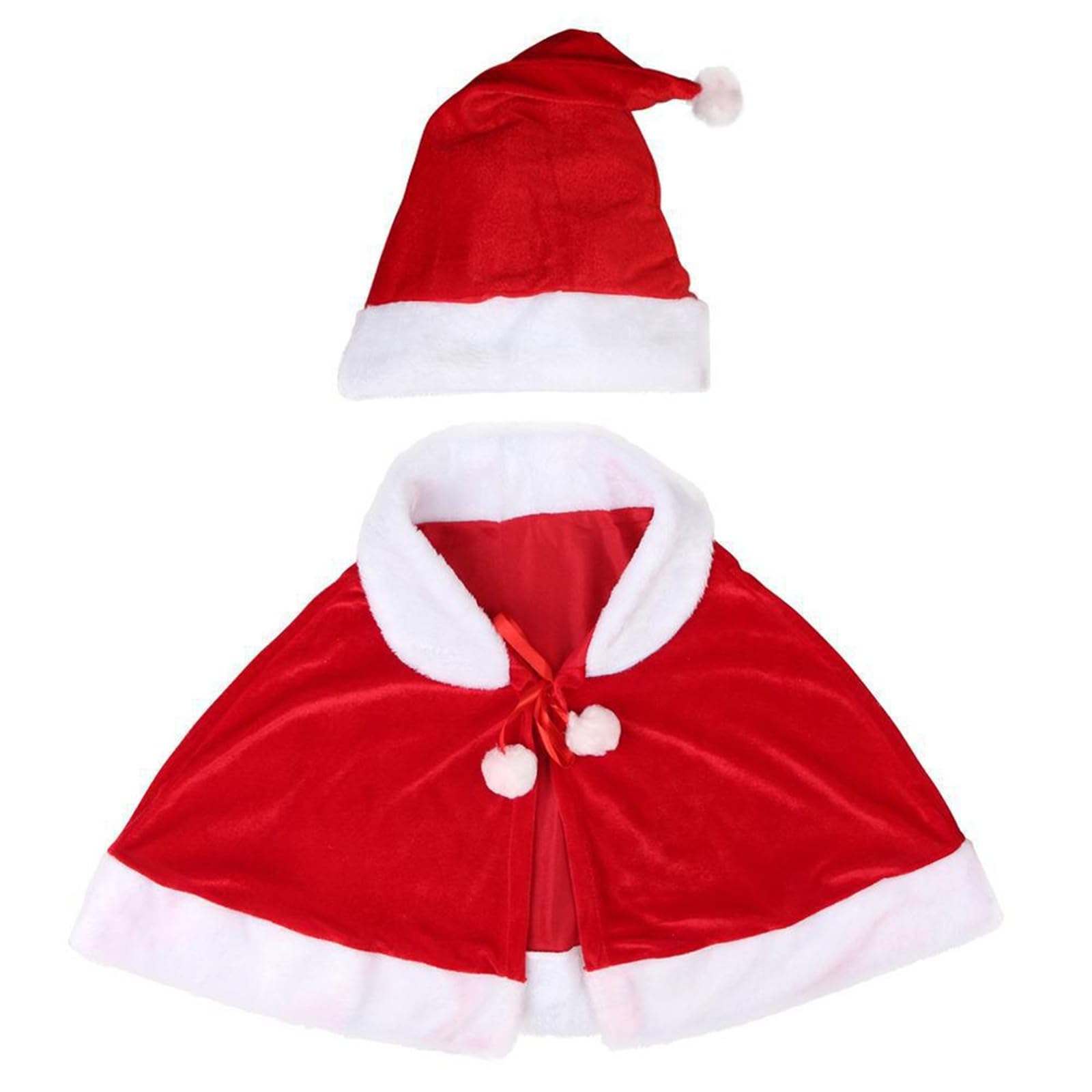Cape Mère Noël en velours avec capuche