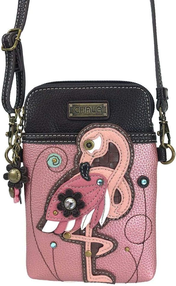 Chala Flamingo Cellphone Crossbody Handbag - Convertible Strap - Image 2
