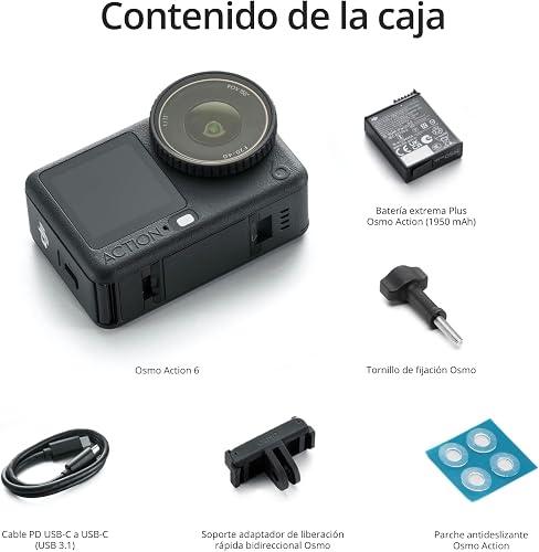 DJI Bundle Essentiel Osmo Action 6, caméra d’Action sous-Marine, capteur carré 1/1,1″, Stockage de 50 Go, Ouverture Variable de f/2,0 à f/4,0, résistante au Froid, Batterie de 4 h, 8K - 9