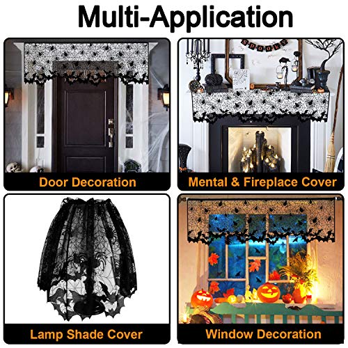 Image of 5Pcs Halloween Lamp Shade Cover Halloween Decorations Indoor, Black Spider web Lampshades Cover Topper Scarf for Festive Home Haunted House Mantle Decor, Large 20 X 60 Inch Spiderweb Lamp Shade Cover