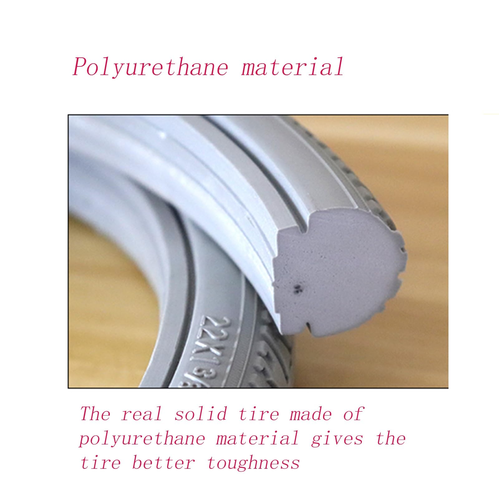 Neumático de silla de ruedas de 24 x 1 3/8 pulgadas, rueda trasera de 24 pulgadas / 20 pulgadas / 22 pulgadas, neumático sólido de poliuretano PU sin inflado, silencioso y resistente al desgaste(Gray,
