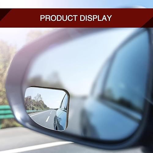 Miniatura 8 de 2 espejos de punto ciego para automóvil, 1.9 pulgadas x 1.9 pulgadas, HD, convexo, de vidrio, sin marco, accesorios con adhesivo 3M, espejo