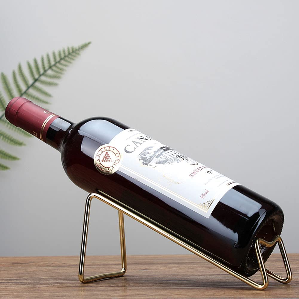 Lavish Craft Metal Wine Rack Freestanding Tabletop Wine Rack Holder Countertop Wine Bottle Holder Geometric Design for Table Top Wine Bottle Storage Rack, Perfect Wine Holder (Gold, 1 Pcs)