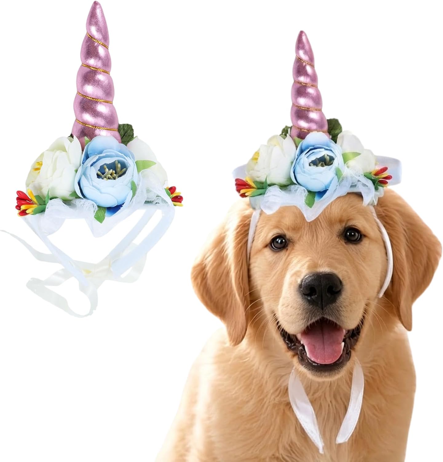 Milisten Funny Unicorn Pet Hat Cosplay Party Accessory for Cats and Dogs Adorable Pink Horn Design for Birthdays Halloween and Photo Shoots Comfortable Cloth Material