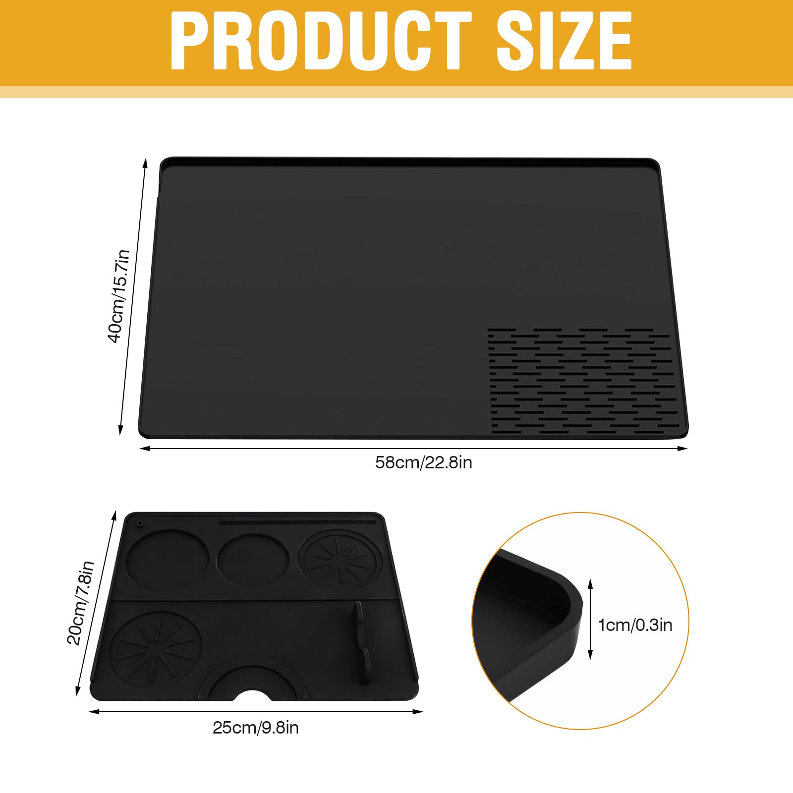 2 en 1 base para cafetera, alfombrilla de silicona con borde convexo, alfombrilla de café de silicona antideslizante, accesorio para barra de café Ninja Luxe Cafe