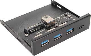 USB3.0 Front Panel Hub for Desktop, 3.5inch 4 Ports Internal Optical Drive Front Bay, USB C X 1 USB 3.0 X 3 6Gbps Internal Metal USB Hub for Desktop Motherboard