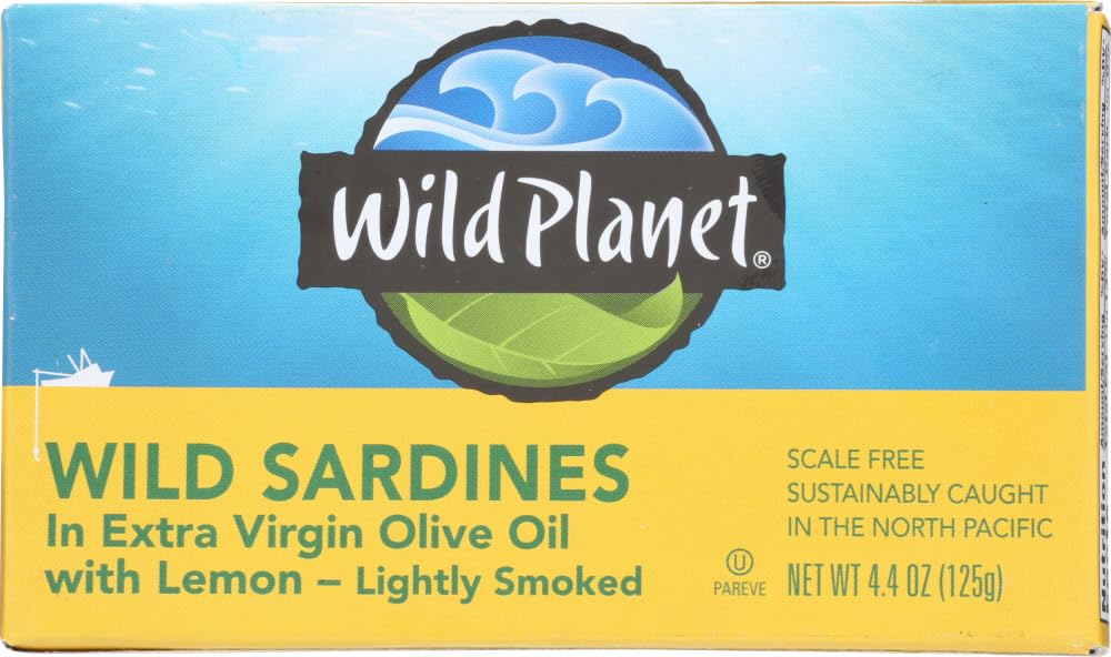 Wild PlanetWild Sardines in Extra Virgin Olive Oil with Lemon, 3rd Party Mercury Tested, 4.4 Ounce (Pack of 6)
