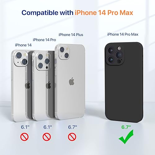 Miniatura 6 de Miracase - Funda diseñada para iPhone 14 Pro Max, de silicona líquida a prueba de golpes, con protector de pantalla y forro de microfibra, protege