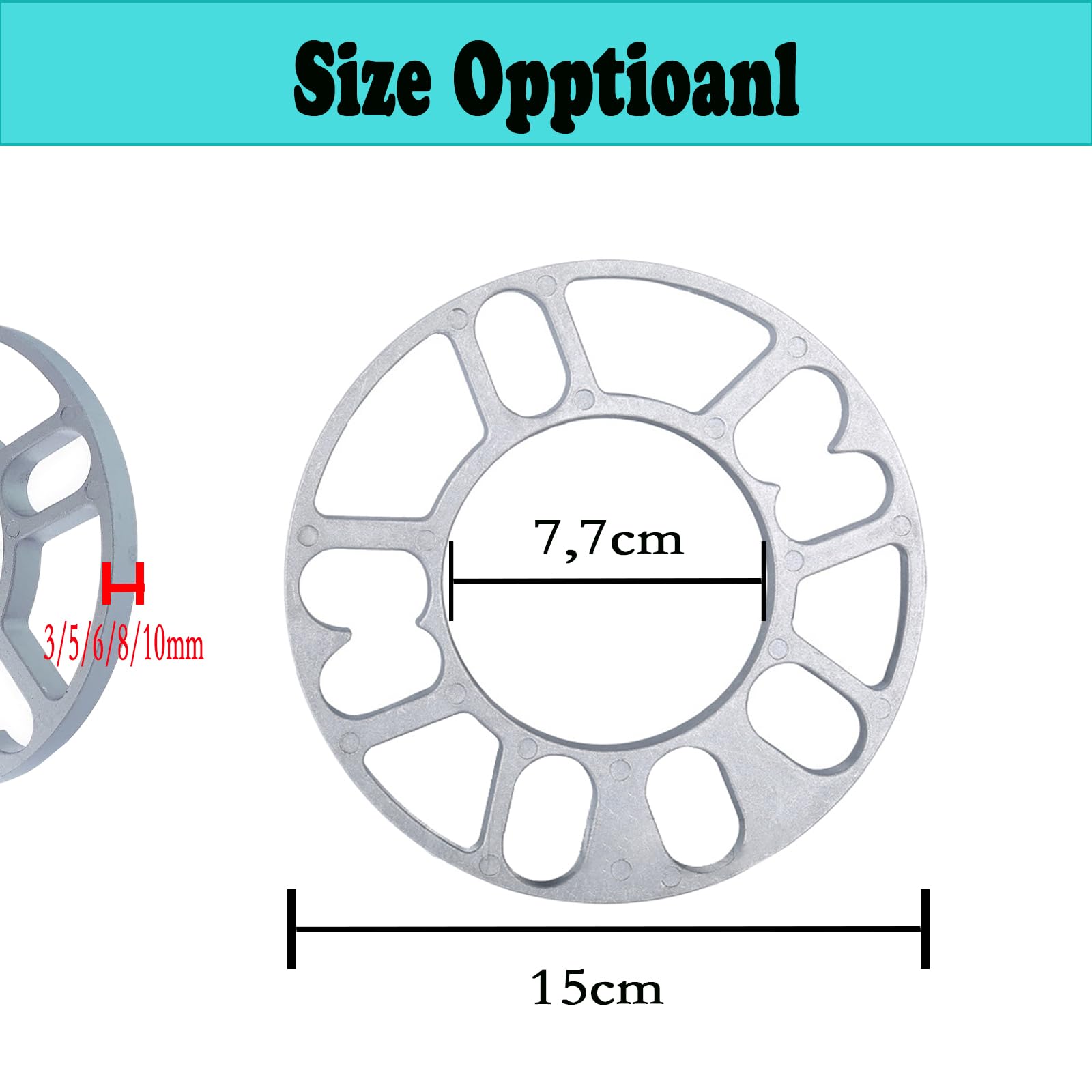 4 pezzi di allargamenti per cerchi auto, distanziali per cerchi con 4/5 fori, set universale di distanziali per cerchi in lega di alluminio (8 mm)